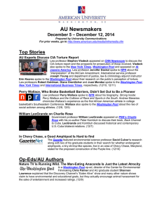 AU Newsmakers Top Stories – December 12, 2014 December 5