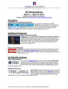 AU Newsmakers Top Story – April 18, 2014 April 11