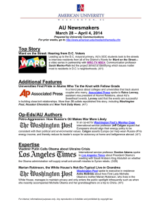 AU Newsmakers Top Story – April 4, 2014 March 28