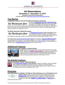 AU Newsmakers Top Stories – December 13, 2013 December 6