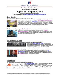 AU Newsmakers – August 30, 2013 August 23 Top Stories