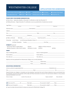 APPLICATION FOR ADMISSION