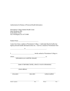 Authorization for Release of Protected Health Information Shaw Residence Hall