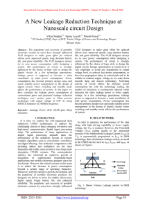 A New Leakage Reduction Technique at Nanoscale circuit Design  Vikas Singhai