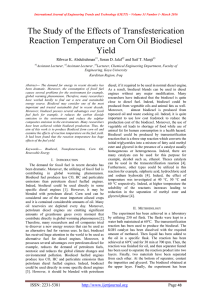 The Study of the Effects of Transfesterication Yield