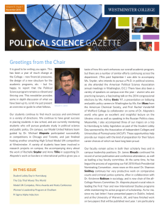 POLITICAL SCIENCE Greetings from the Chair