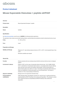Mouse Superoxide Dismutase 1 peptide ab99369 Product datasheet Overview Product name