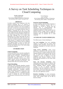 A Survey on Task Scheduling Techniques in Cloud Computing Anshul Ahluwalia