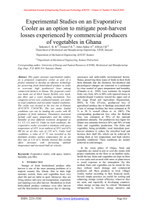 Experimental Studies on an Evaporative losses experienced by commercial producers