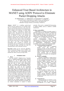 Enhanced Trust Based Architecture in MANET using AODV Protocol to Eliminate