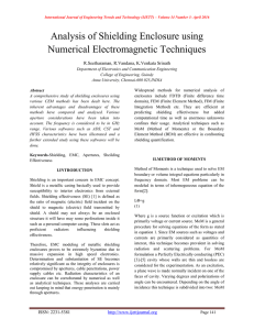 Analysis of Shielding Enclosure using Numerical Electromagnetic Techniques R.Seetharaman, R.Vandana, K.Venkata Srinath
