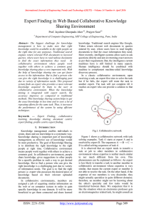 Expert Finding in Web Based Collaborative Knowledge Sharing Environment Prof. Jayshree Ghorpade-Aher