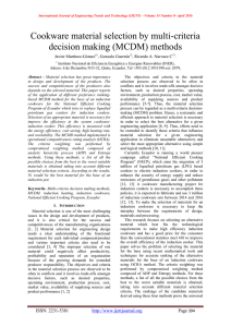 Cookware material selection by multi-criteria decision making (MCDM) methods Javier Martínez-Gómez