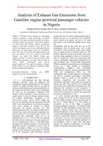 Analysis of Exhaust Gas Emissions from Gasoline engine-powered passenger vehicles in Nigeria