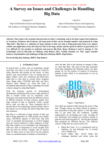 A Survey on Issues and Challenges in Handling Big Data