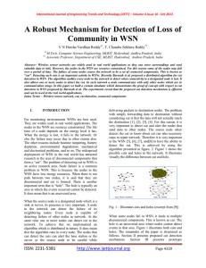 A Robust Mechanism for Detection of Loss of Community in WSN