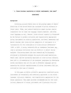 - 25 - 2. CROSS-CULTURAL ADAPTATION OF SURVEY INSTRUMENTS: THE CAHPS EXPERIENCE Background