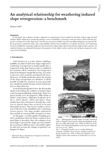 An analytical relationship for weathering induced slope retrogression: a benchmark Stefano Utili* Summary