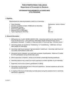 WESTMINSTER COLLEGE Department of Economics &amp; Business  INTERNSHIP REQUIREMENTS &amp; GUIDELINES