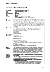 MODULE DESCRIPTOR MECHGN05 – Project Management &amp; Design