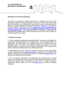 UCL DEPARTMENT OF MECHANICAL ENGINEERING Employment of Teaching Assistants