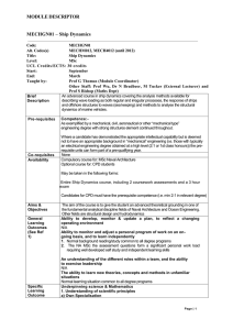 MODULE DESCRIPTOR MECHGN01 – Ship Dynamics