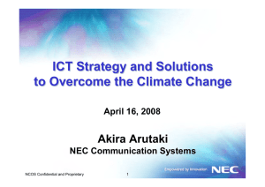 ICT Strategy and Solutions to Overcome the Climate Change Akira Arutaki