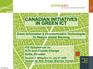 CANADIAN INITIATIVES IN GREEN ICT