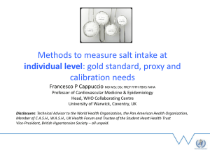 Methods to measure salt intake at calibration needs individual level Francesco P Cappuccio