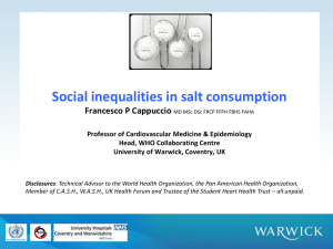 Social inequalities in salt consumption Francesco P Cappuccio