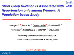 Short Sleep Duration is Associated with Population-based Study *