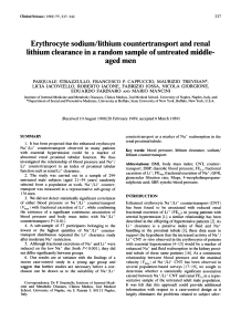 Erythrocyte sodiumAithium countertransport and renal lithium clearance in a random sample