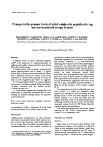levels Changes in the plasma of atrial natriuretic peptides during