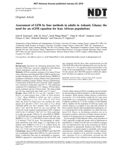 Assessment of GFR by four methods in adults in Ashanti,... need for an eGFR equation for lean African populations