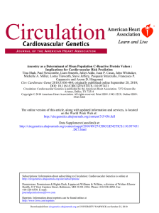 Ancestry as a Determinant of Mean Population C-Reactive Protein Values : Implications for Cardiovascular Risk Prediction