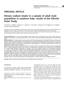 Dietary sodium intake in a sample of adult male Heart Study