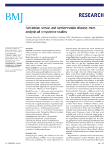 RESEARCH Salt intake, stroke, and cardiovascular disease: meta- analysis of prospective studies
