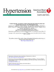 Gender-Specific Associations of Short Sleep Duration With Prevalent and