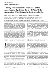344C/T CYP11B2 Associated With Metabolic Syndrome in Men