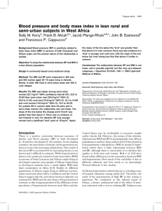 Blood pressure and body mass index in lean rural and ,