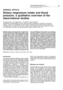 Dietary magnesium intake and blood pressure: a qualitative overview of the