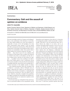 Commentary: Salt and the assault of opinion on evidence Commentary