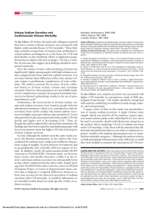 LETTERS Urinary Sodium Excretion and Cardiovascular Disease Mortality To the Editor: