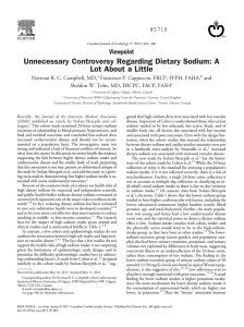 Unnecessary Controversy Regarding Dietary Sodium: A Lot About a Little Viewpoint
