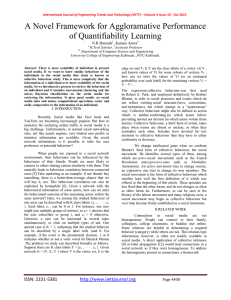 A Novel Framework for Aggloramative Performance of Quantifiability Learning N.R.Hareesh , Karuna Arava