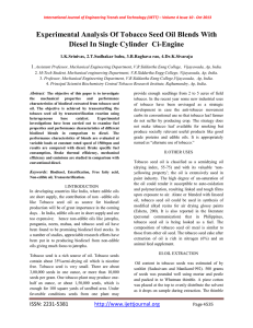 Experimental Analysis Of Tobacco Seed Oil Blends With 1