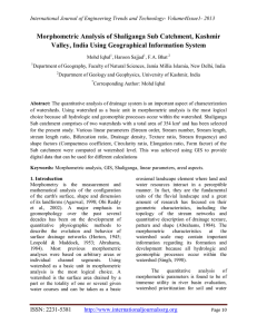 Morphometric Analysis of Shaliganga Sub Catchment, Kashmir