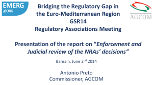 Bridging the Regulatory Gap in the Euro-Mediterranean Region GSR14 Regulatory Associations Meeting