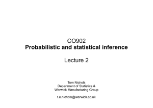 CO902  Lecture 2 Probabilistic and statistical inference