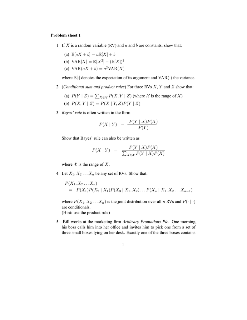 Problem Sheet 1 A E Ax B Ae X B